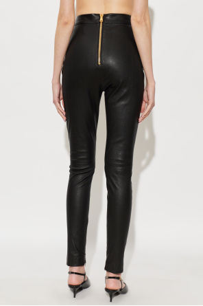 Balmain High-waisted leather trousers
