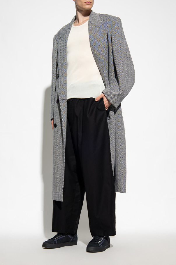 Yohji Yamamoto Bawełniane spodnie o luźnym kroju