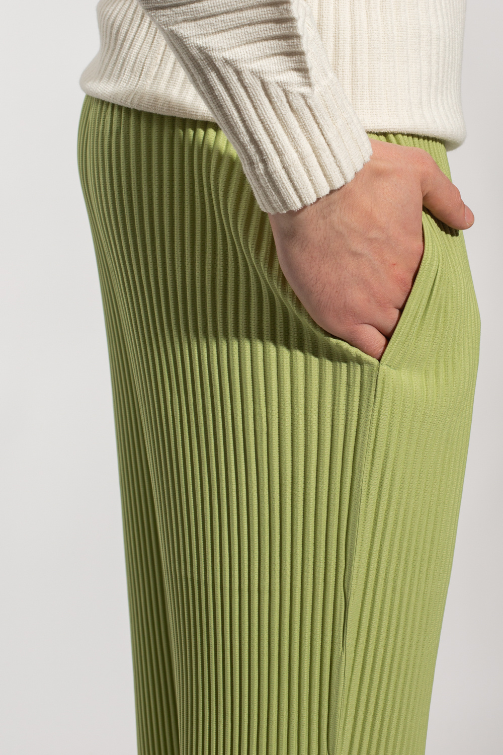 grey striped shorts Pleated trousers
