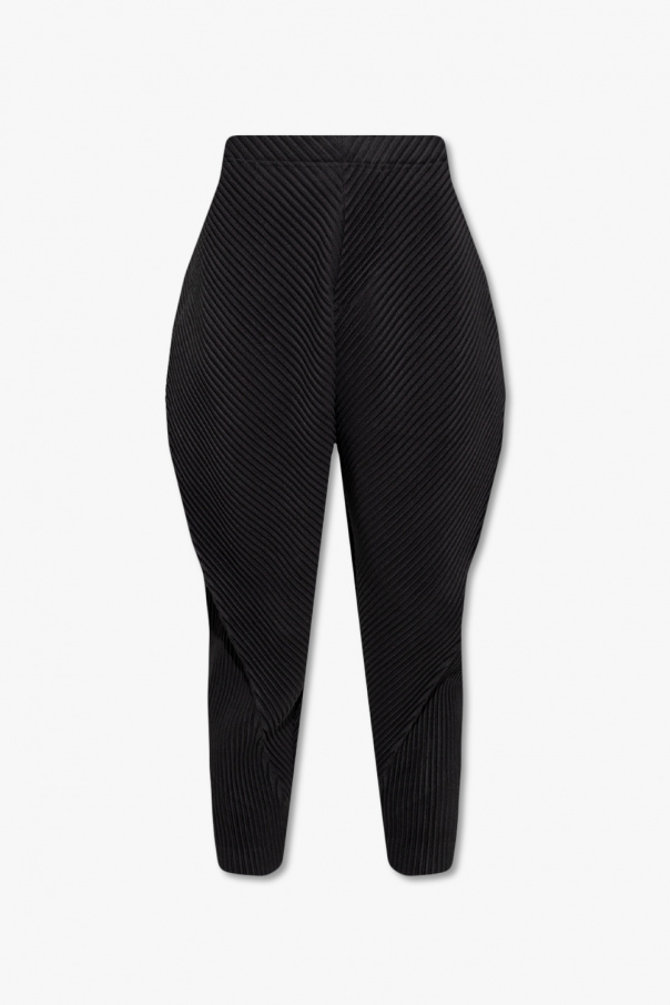 Mid Rise Stripe and Logo Leggings Ribbed Performance trousers with wide legs
