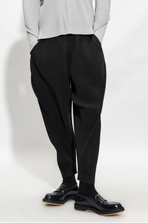 Issey Miyake Homme Plisse Ribbed trousers with wide legs