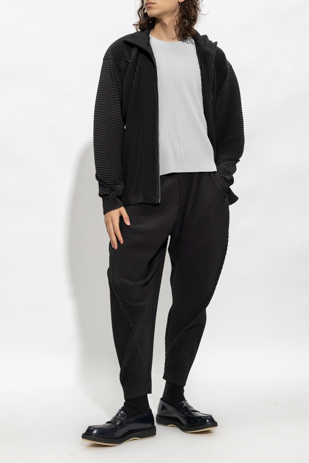 Issey Miyake Homme Plisse Ribbed trousers Pleated with wide legs