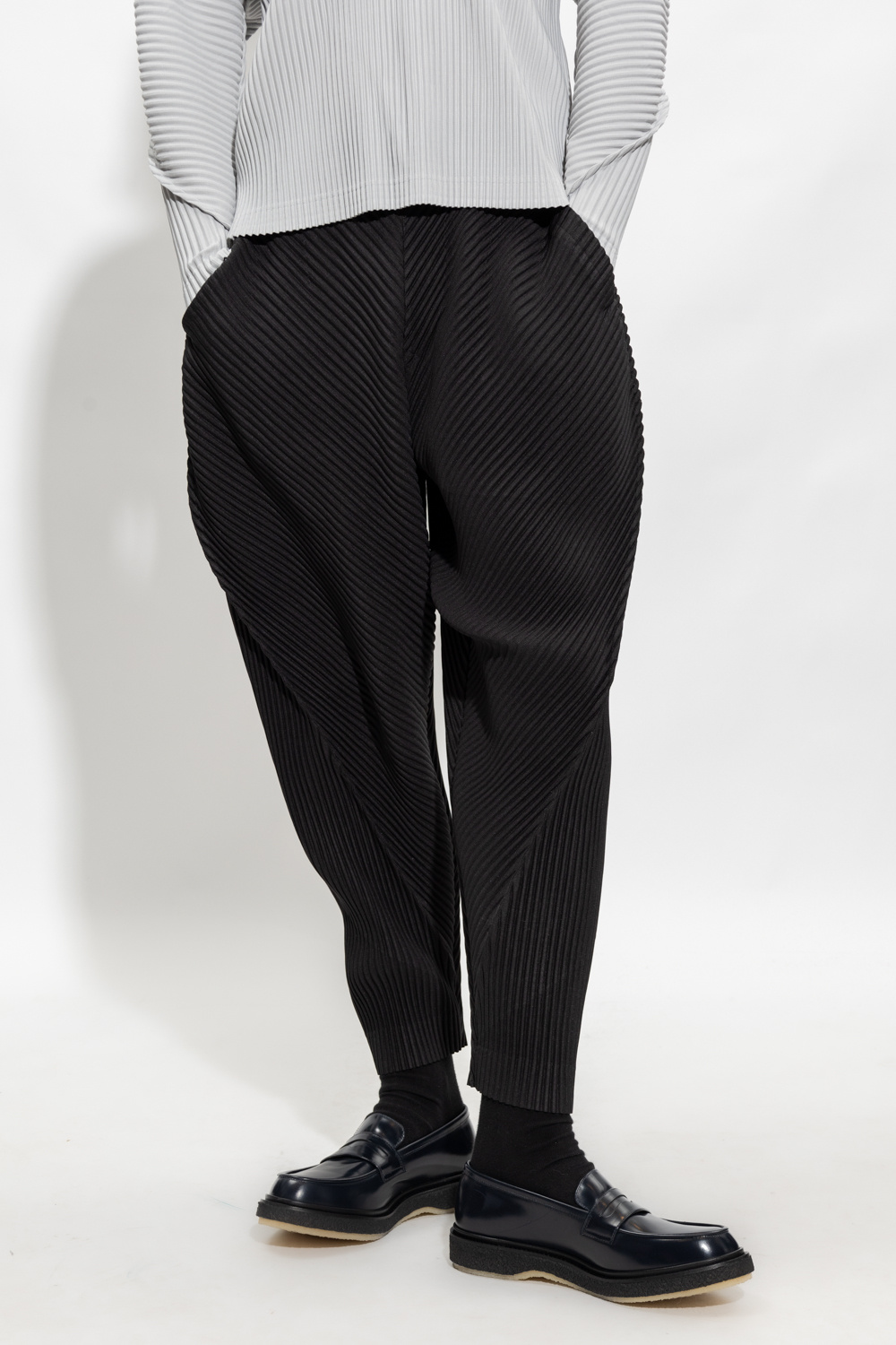 Issey Miyake Homme Plisse Ribbed trousers Pleated with wide legs