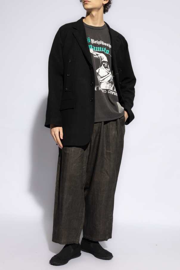 Yohji Yamamoto Lniane spodnie o luźnym kroju
