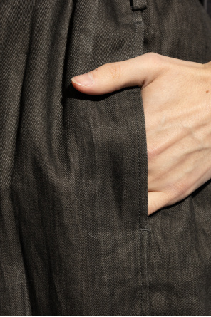 Yohji Yamamoto Lniane spodnie o luźnym kroju