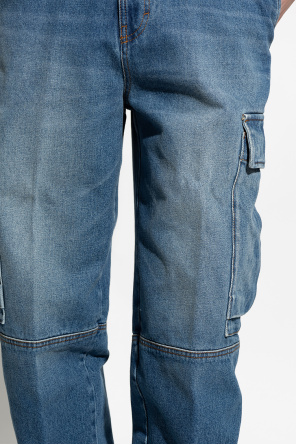 WÅVEN volume frill dress in optical white Cargo jeans