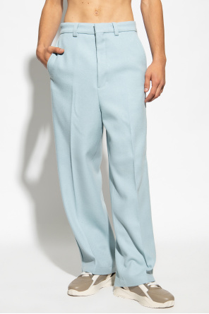 high-waisted flared pants Wool trousers