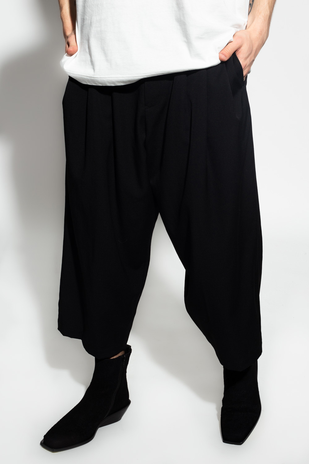 Ys Yohji Yamamoto Slim Trousers in Black for Men  Lyst