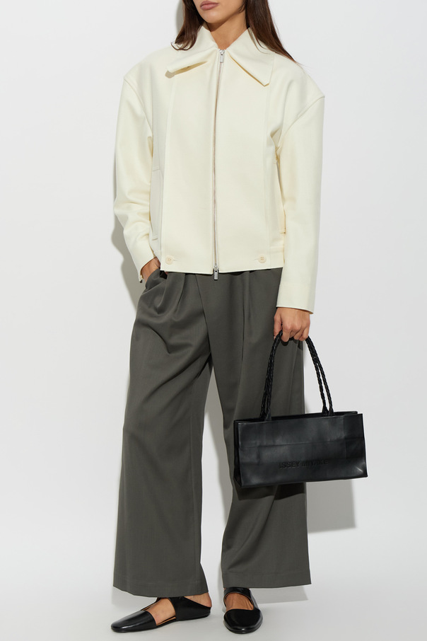 Issey Miyake Wełniane spodnie z zakładką