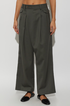 Issey Miyake Wełniane spodnie z zakładką