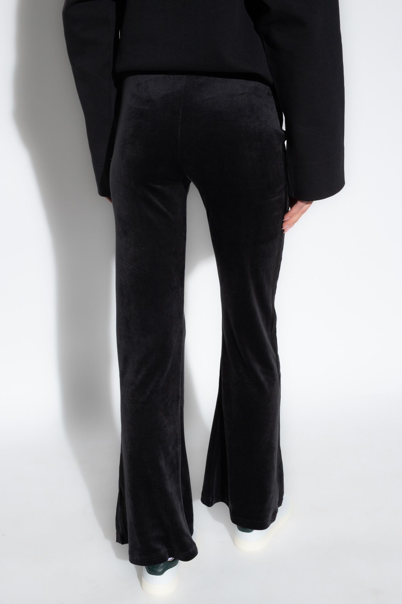 adidas Originals velvet flared trousers in black