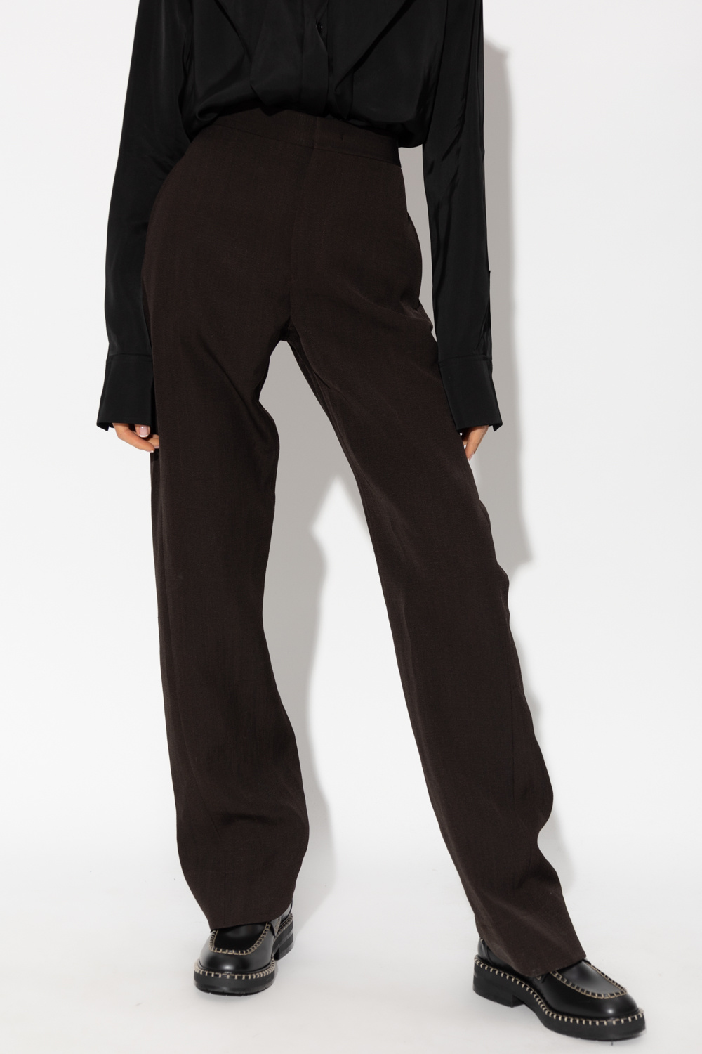 JIL SANDER Chiffon trousers with tapered legs