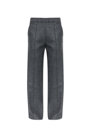 Wool trousers with stitched seams on the legs
