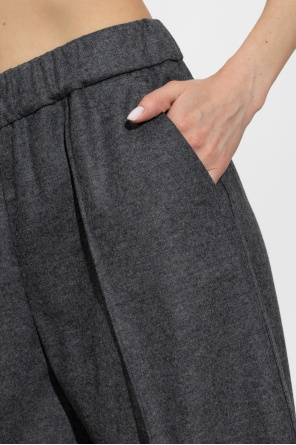 JIL SANDER Wełniane spodnie z przeszyciem na nogawkach