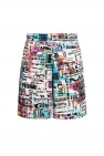 Kids Light Green Shorts With Lilac And White All-over Print