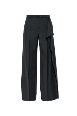 Pleated wide-leg wool trousers