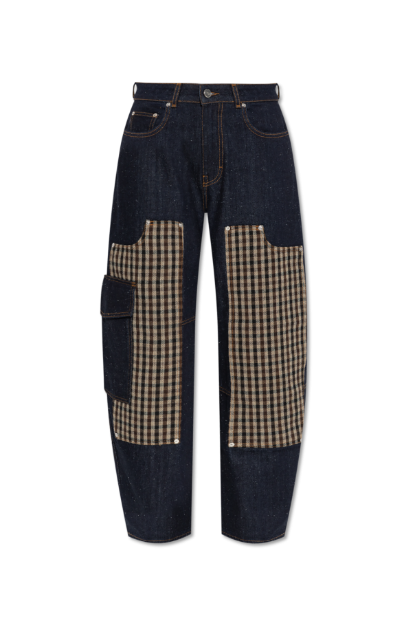 Jeans with plaid fabric insert, zdjęcie 1 Jeans with plaid fabric insert od Ganni