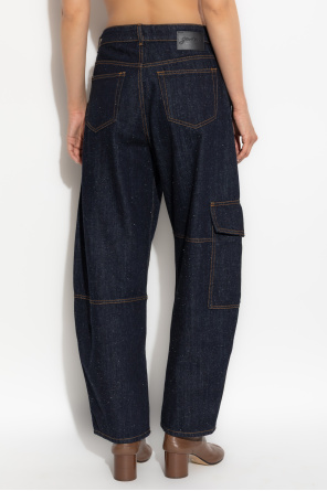 Ganni Jeans with plaid fabric insert