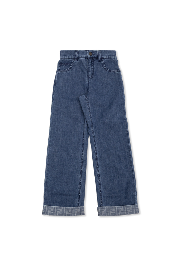 Jeans with embroidered logo od Fendi Kids