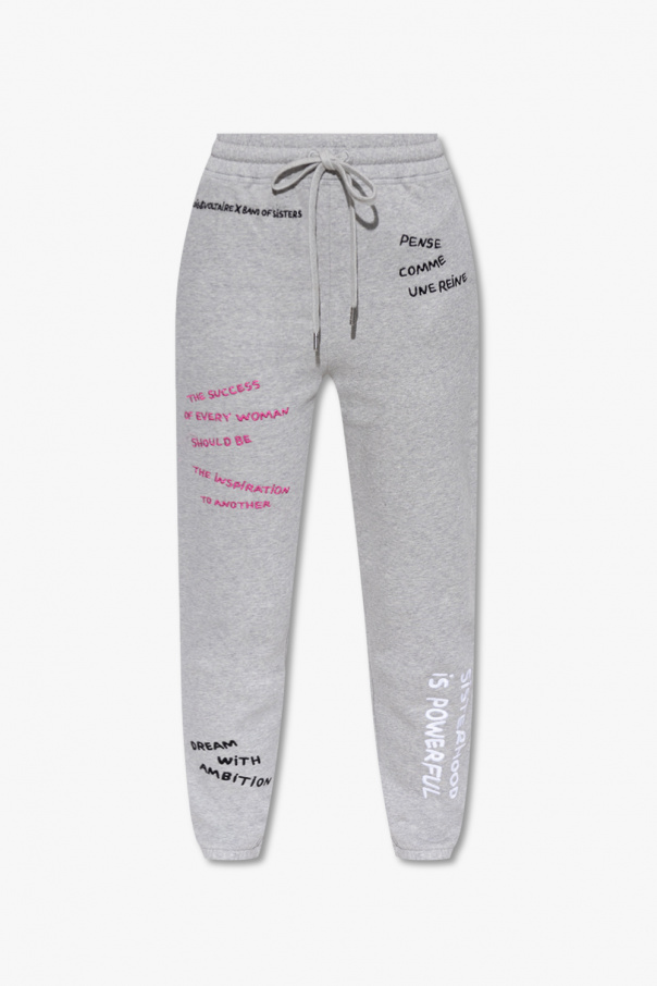 Vero Moda Petite ribbed leggings in khaki Embroidered sweatpants