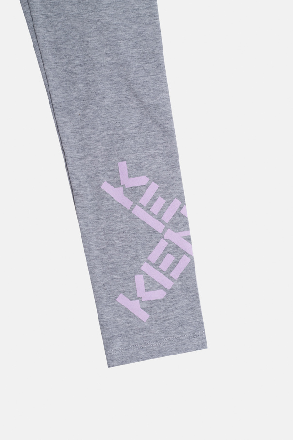 Kenzo Kids Balmain logo patch high-waisted jeans
