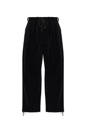 Corduroy pants with printed logo