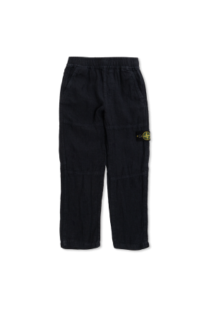Pantalones de lino con parche de logo