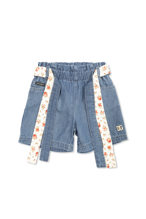 Denim shorts with belt od Dolce & Gabbana Kids