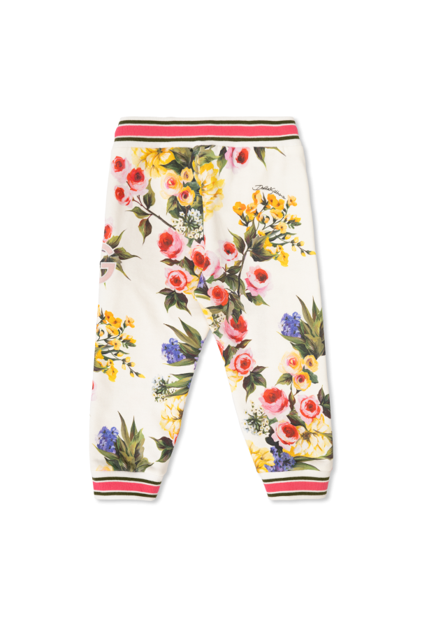 Dolce & Gabbana Kids striped cardigan Kids Jogging pants with floral motif