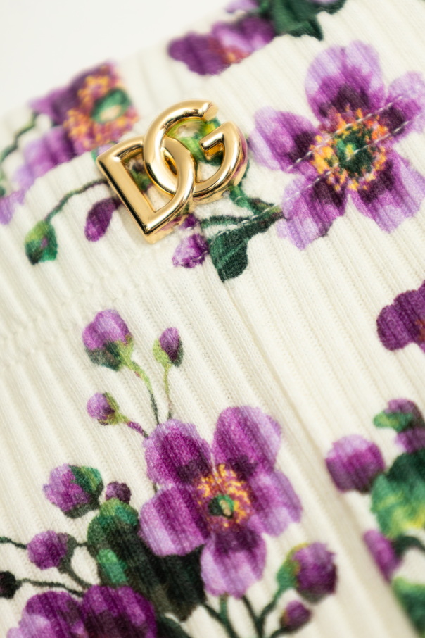 Dolce & Gabbana Kids Ribbed trousers with floral motif