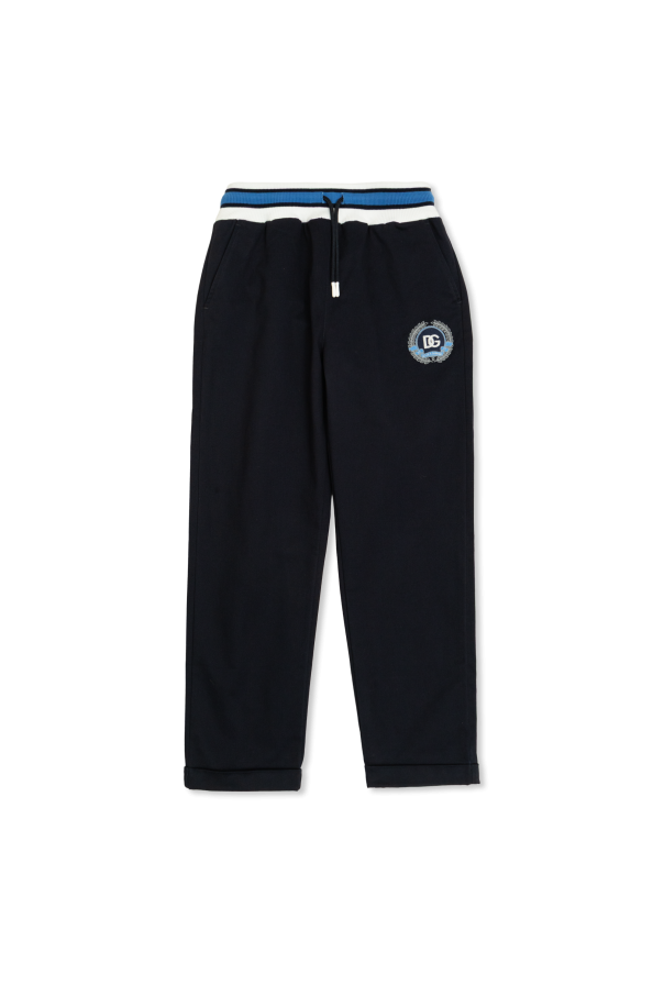 Trousers with embroidered logo od Dolce & Gabbana Kids