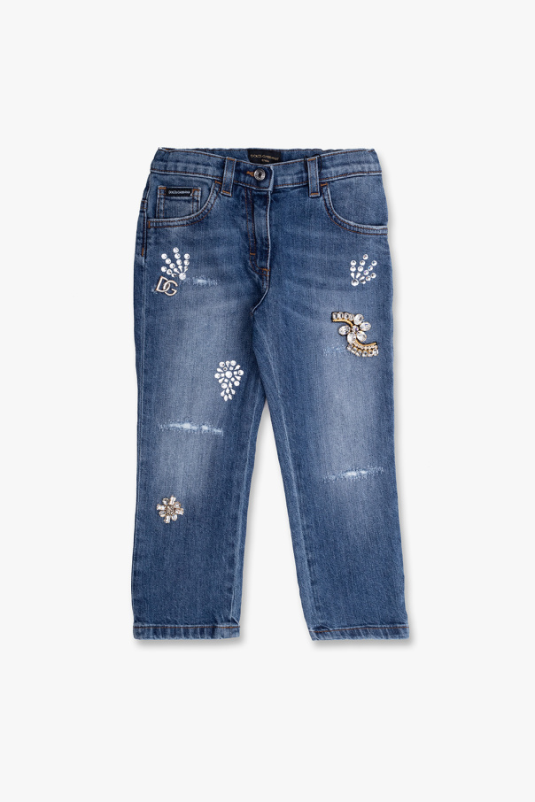 Jeans with crystals od Dolce & Gabbana Kids