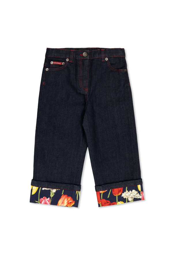 Dolce & Gabbana Kids Jeansy z motywem kwiatowym