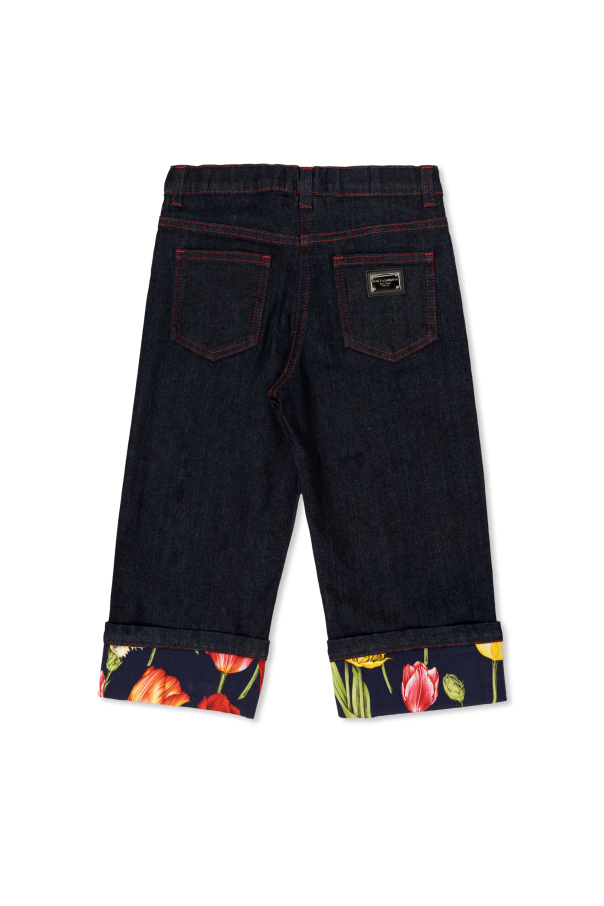 Dolce & Gabbana Kids Jeansy z motywem kwiatowym