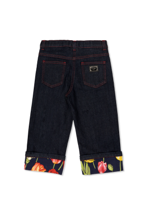 Jeans with floral motif od dolce Shoes & Gabbana Kids