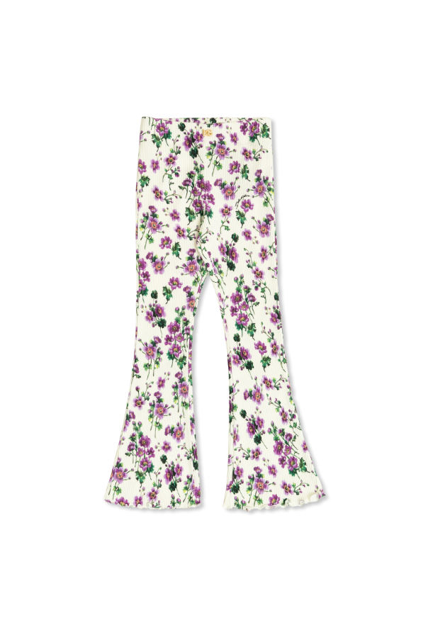 Pinstriped trousers with floral motif od Dolce & Gabbana Kids