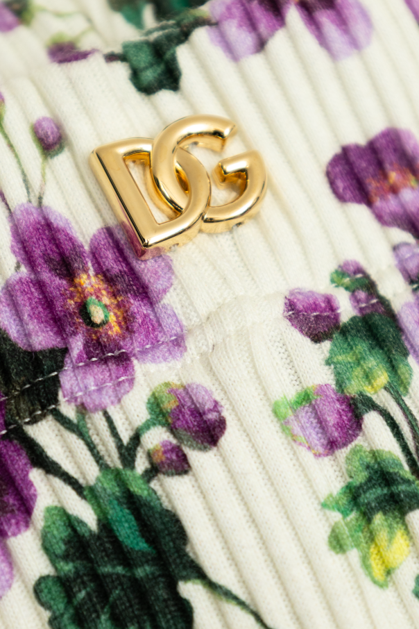 Dolce & Gabbana Kids Pinstriped trousers with floral motif