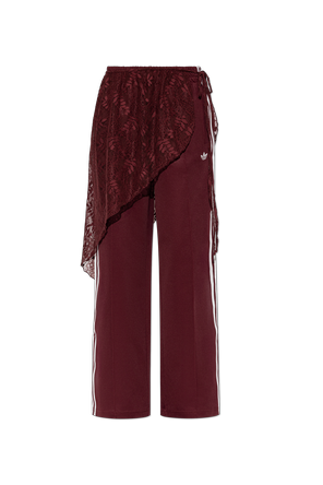 Track pants with a lace skirt