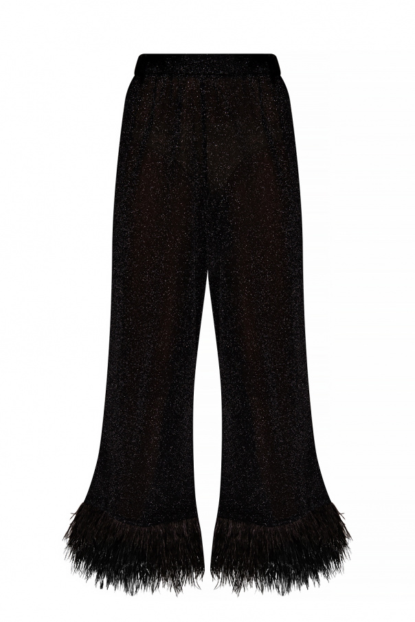 Oseree Feather-trim trousers