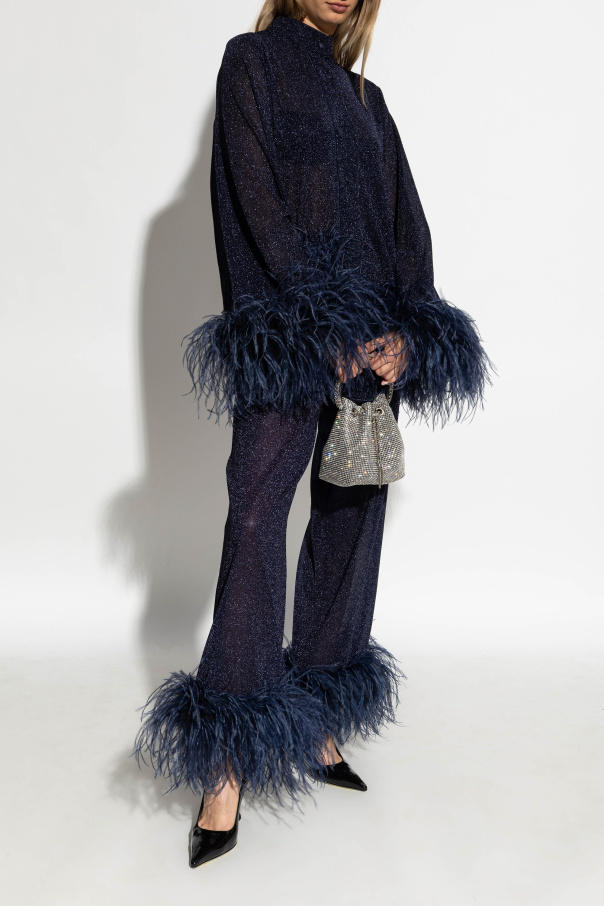 Oseree Trousers with ostrich feathers