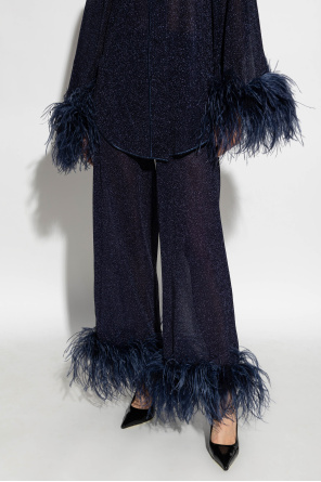 Oseree Trousers with ostrich feathers