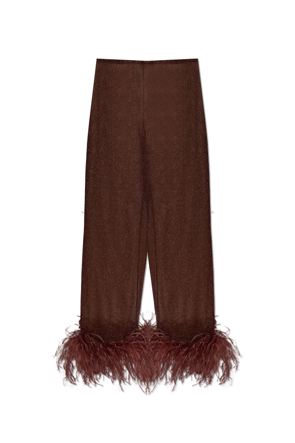 Trousers with lurex thread and feathers od Oseree