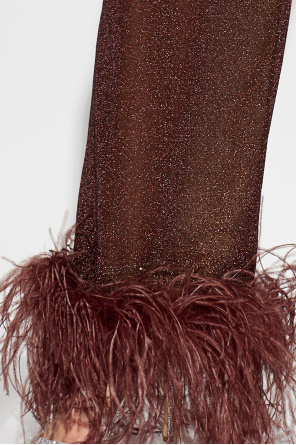 Oseree Trousers with Lurex Thread and Feathers