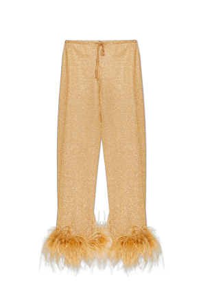 Trousers with ostrich feathers