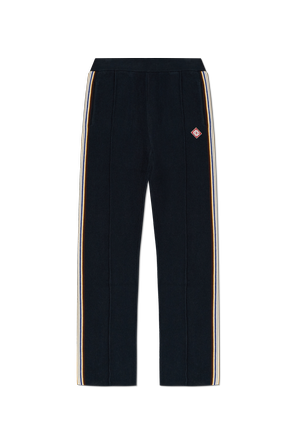 Navy Trousers with Colorful Side Stripes