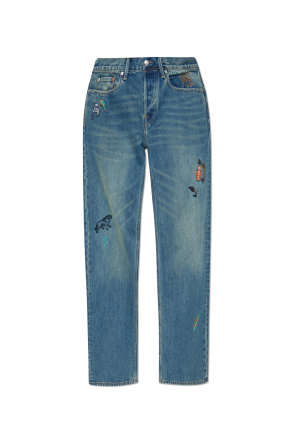 Straight-leg jeans with patches