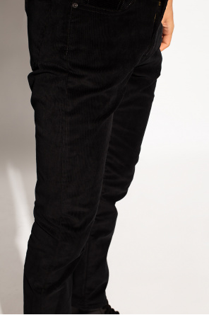 Straight-fit herringbone pants Corduroy trousers