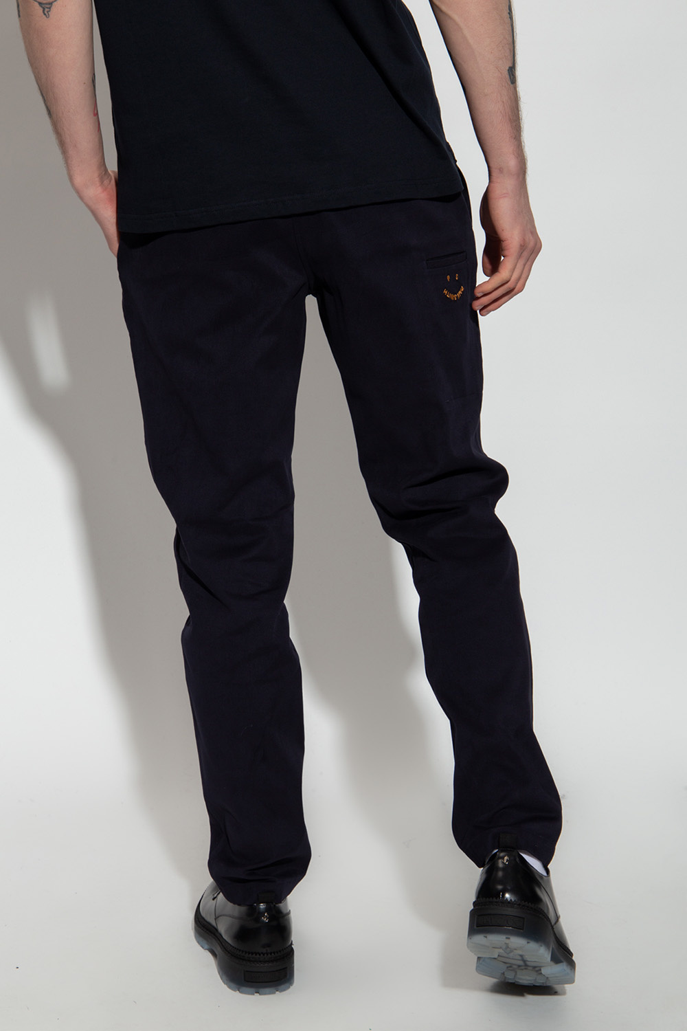 PINKO lace-panel long-sleeve dress Nero Trousers with logo