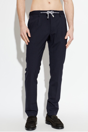 Eleventy Wełniane spodnie ze zwężanymi nogawkami