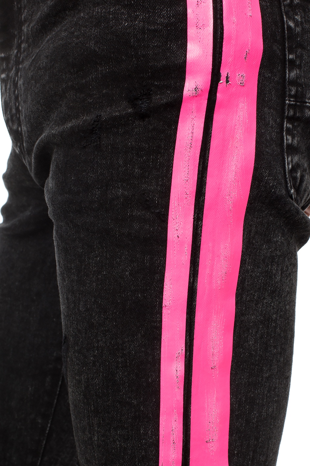 black jeans with pink stripe